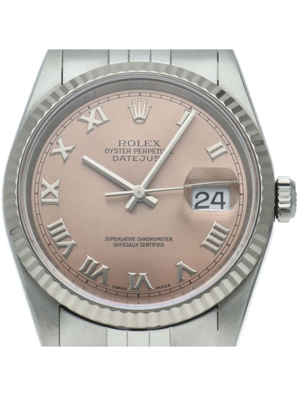 Rolex Datejust Watch 18k White Gold SS Pink Polished